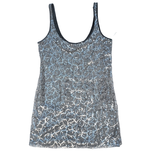 Express silver sequined circle pattern dress with major shine / Sz Medium - Picture 1 of 4